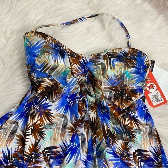Fit 4 U Tropical Print Tankini Bathing Suit Top - Picture 2 of 5